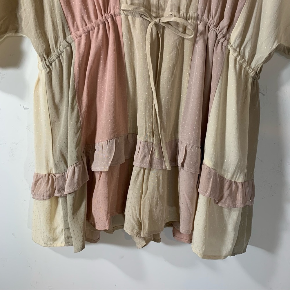 2/$35 Storia Pastel Striped Ruffle Trimmed Romper - Picture 3 of 11